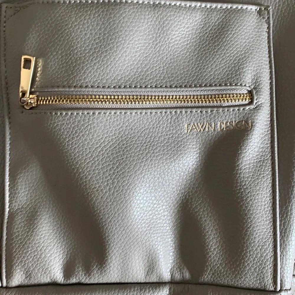 Fawn Design Gray Baby Bag Backpack with Gold Hardware